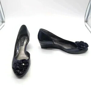 Bandolino BDDevotion sandals navy blue floral toe sz 6